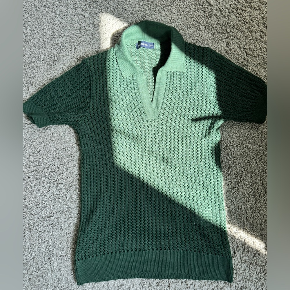 Crochet polo shirt Green XS Patprimo